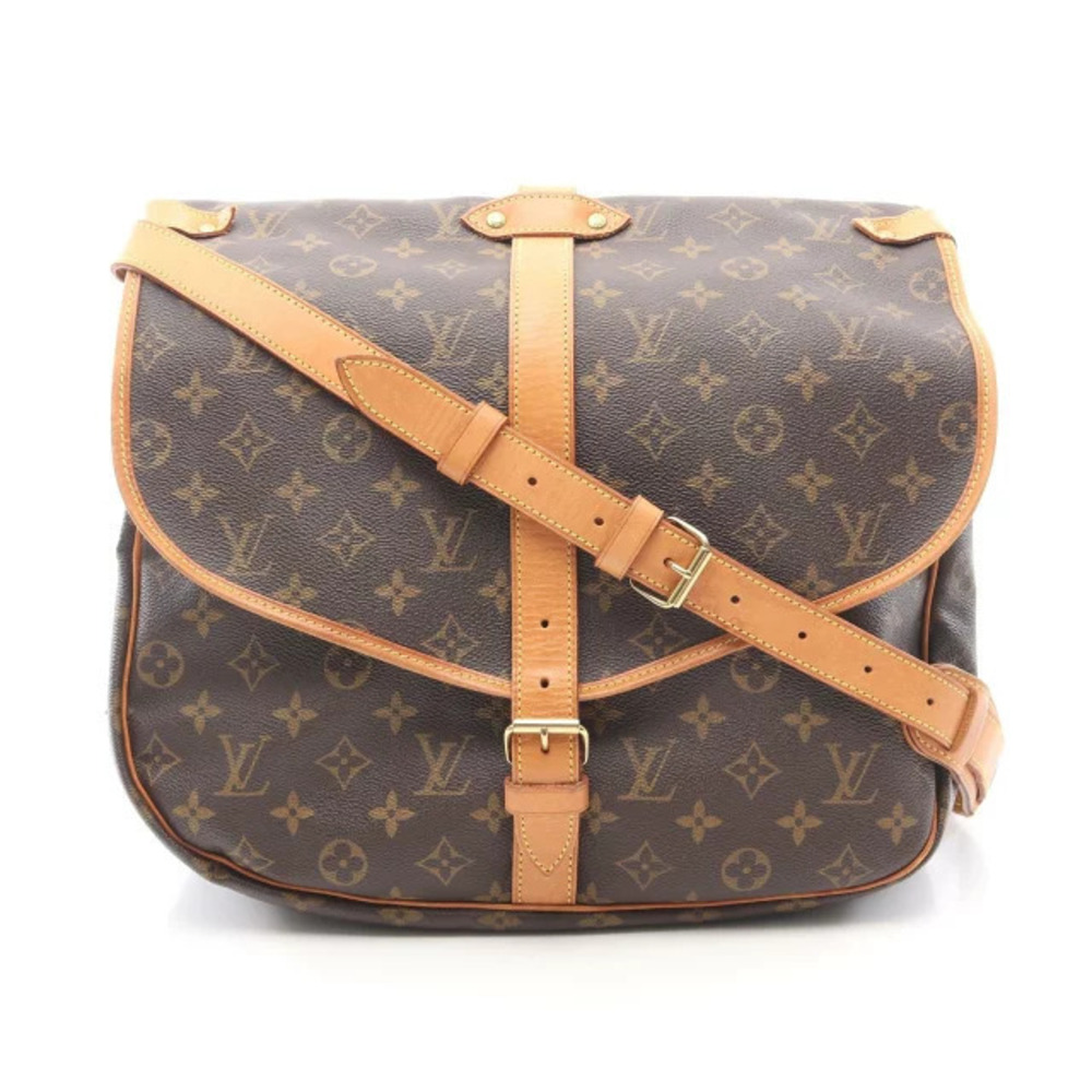 Louis Vuitton Saumur Shoulder Bag Canvas Leather Monogram Brown